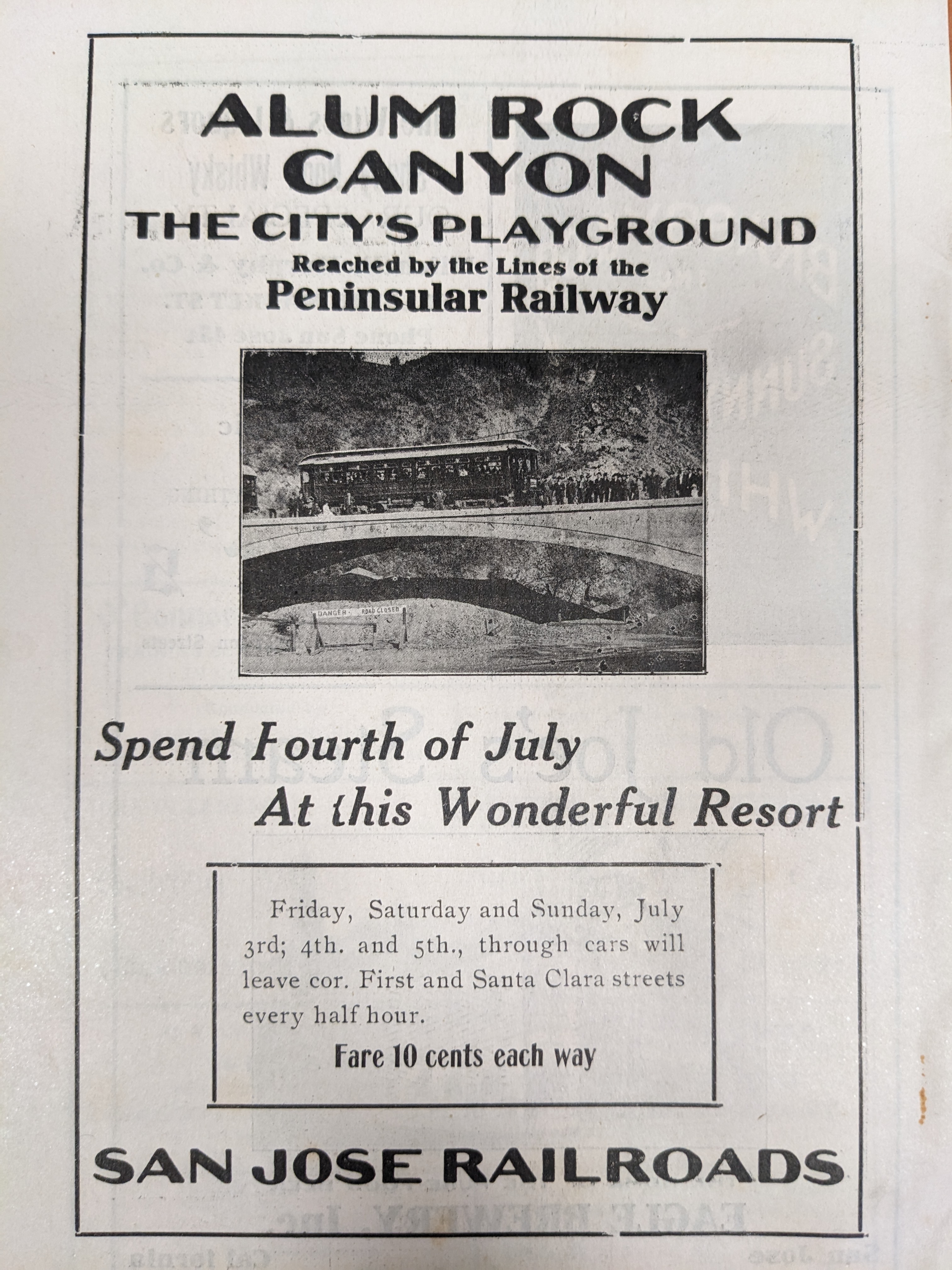 Advertisement for trolley and July 4 celebration hosted by NSGW / NDGW at ARP